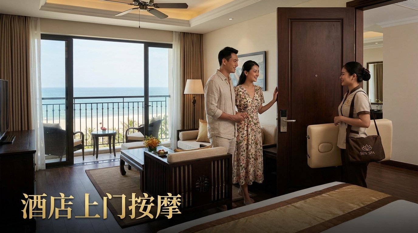理疗师提包来到酒店大厅