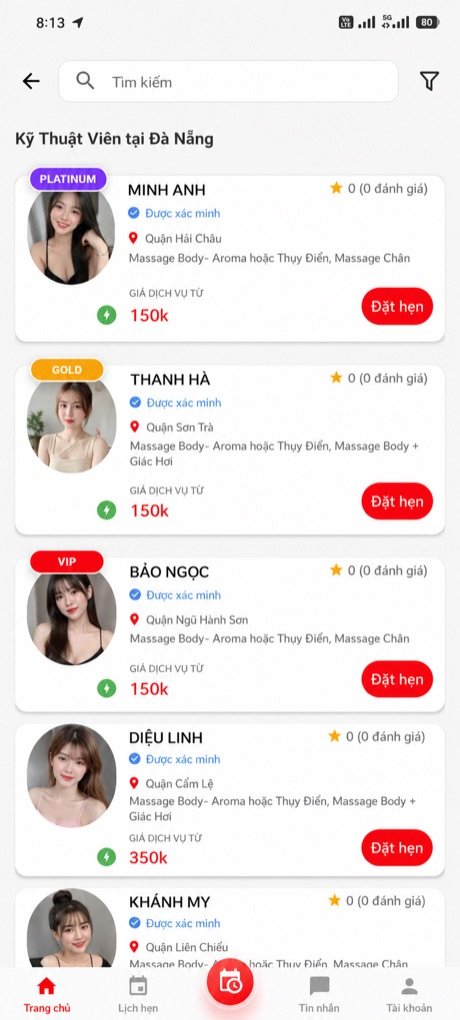 Giao diện app MABO — chọn kỹ thuật viên
